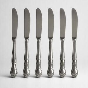 Hampton Court Stainless Japan Dinner Knives Set 6 Vintage Flatware